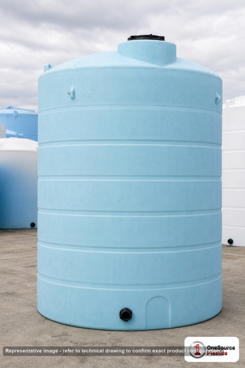 Norwesco 6502 Gallon Vertical Liquid Storage Tank in Blue. . Manufacturer part number N-47620. Sold by OneSource Plastics (https://www.onesourceplastics.com).