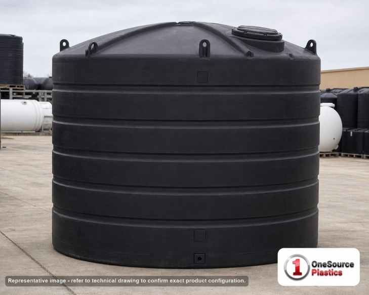 Snyder Industries 12000 Gallon Plastic Vertical Water Storage Tank in Black. High Density Linear Polyethylene; Black; 196.5"