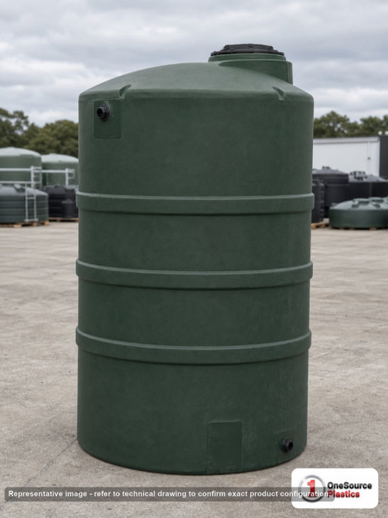 Snyder Industries 1300 Gallon Plastic Vertical Water Storage Tank in Green. Polyethylene; Green; 114" H x 60" W x 60" L.