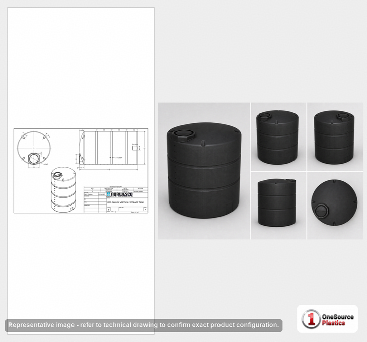 Norwesco 1550 Gallon Vertical Water Storage Tank without Fittings in Black