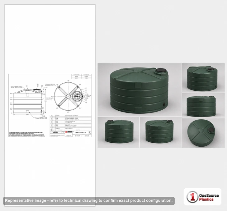 Dimensional spec drawing for Snyder Industries 1600 Gallon Vertical Tank (86" L x 86" W x 71" H)