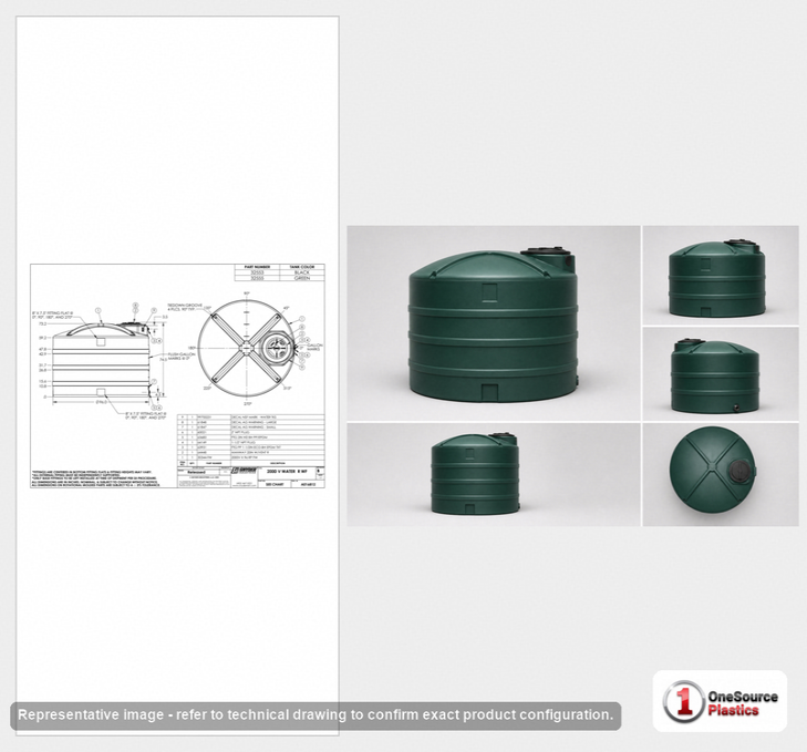 Snyder Industries 2000 Gallon Plastic Vertical Water Storage Tank in Green