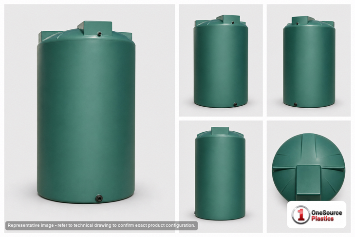 Dimensional spec drawing for Chem-Tainer 300 Gallon Vertical Water Tank (35" L x 35" W x 81" H)