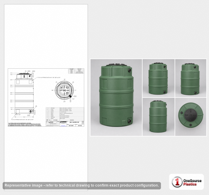 Snyder Industries 300 Gallon Plastic Vertical Water Storage Tank in Green