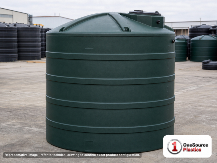 Snyder Industries 3000 Gallon Plastic Vertical Water Storage Tank in Green. High Density Linear Polyethylene; Green; 109" H