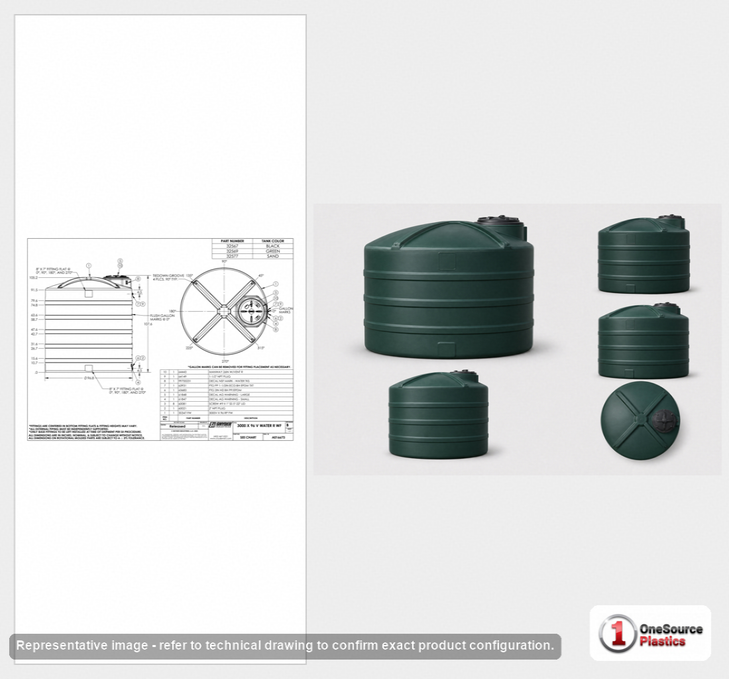 Snyder Industries 3000 Gallon Plastic Vertical Water Storage Tank in Green