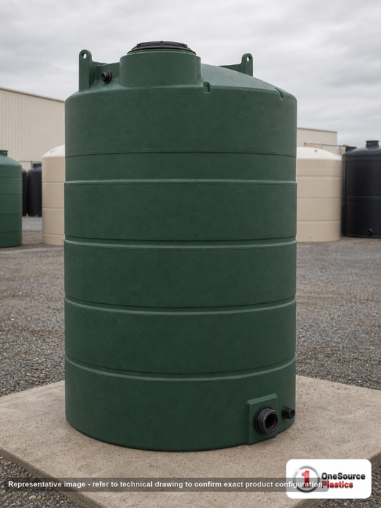 Snyder Industries 400 Gallon Plastic Vertical Water Storage Tank in Green. Polyethylene; Green; 80" H x 40" W x 40" L.