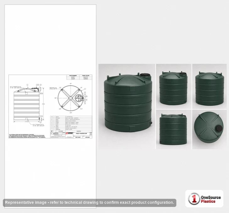 Dimensional spec drawing for Snyder Industries 4100 Gallon Vertical Water Tank (102" L x 102" W x 130" H)