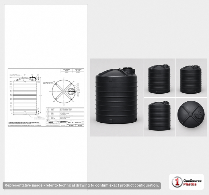 Snyder Industries 5000 Gallon Plastic Vertical Water Storage Tank in Black
