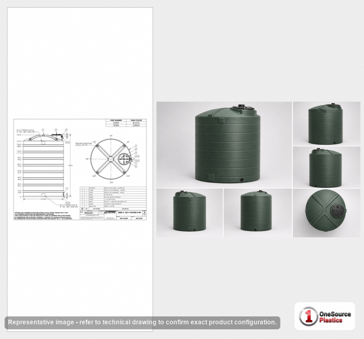 Snyder Industries 5100 Gallon Plastic Vertical Water Storage Tank in Green