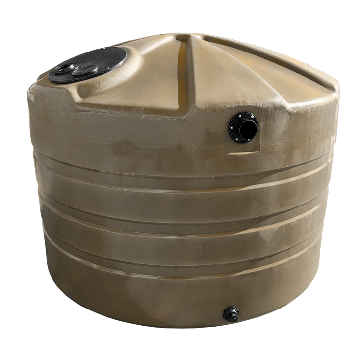 Bushman 730 Gallon Plastic Low Profile Vertical Rainwater Collection Storage Tank in Mocha