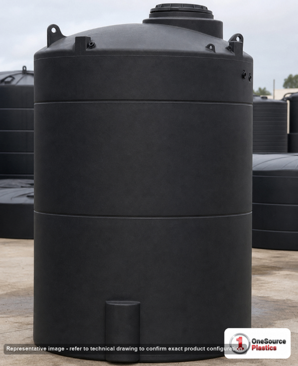 Snyder Industries 5000 Gallon Plastic Vertical Water Storage Tank in Black. 5000 gallon capacity; High Density Linear