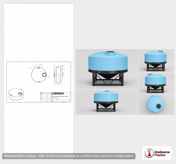 Norwesco 1020 Gallon 15 Degree HDPE Vertical Cone Bottom Tank