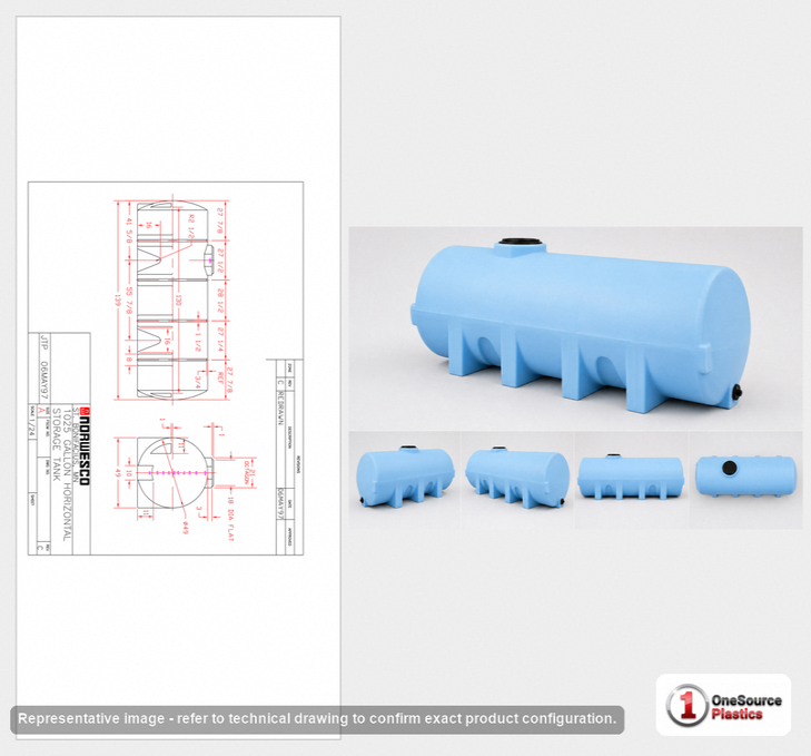 Norwesco 1025 Gallon HDPE Horizontal Leg Tank