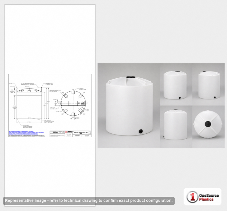 Snyder Industries 10500 Gallon Plastic Vertical Liquid Storage Tank in White 1.5 s.g.