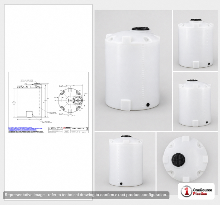 Snyder Industries 1100 Gallon HDPE Vertical Chemical Storage Tank in White