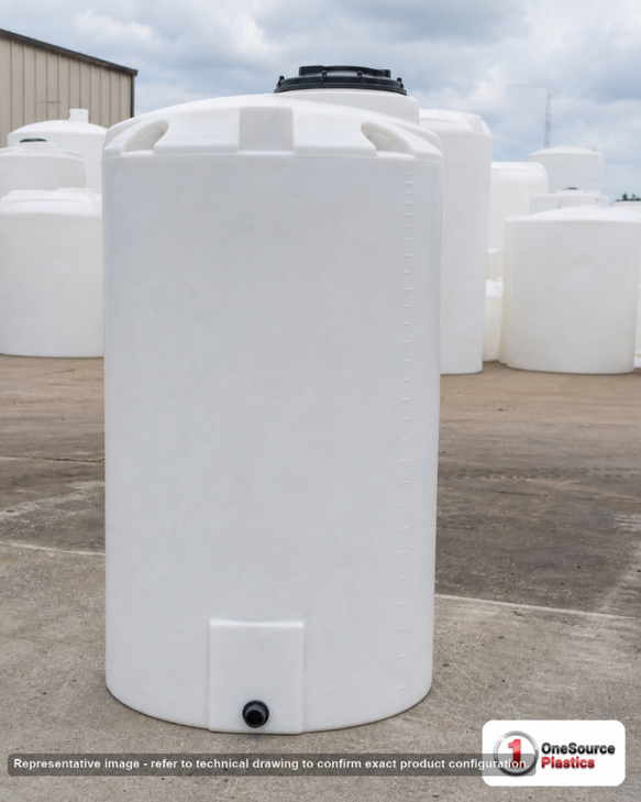 Snyder Industries 1100 Gallon XLPE Vertical Chemical Storage Tank in White. Cross Linked Polyethylene; White; 90" H x 64" W