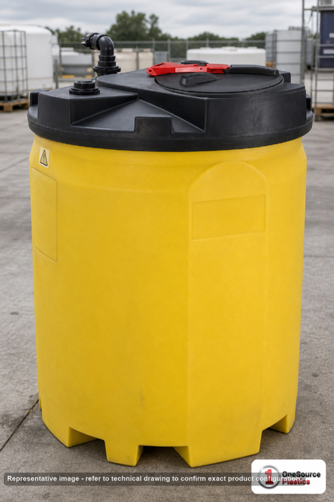 Snyder Industries 120 Gallon Plastic Vertical Double Wall Waste Oil Tank in Yellow. 120 gallon capacity; Polyethylene