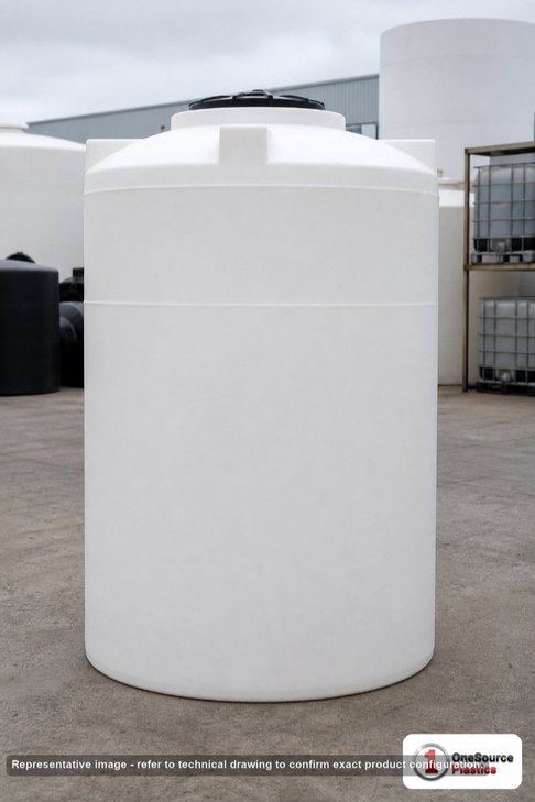 Snyder Industries 1200 Gallon HDPE Vertical Chemical Storage Tank in White. 1200.0 gallon capacity; High Density Linear Polyethylene; White; dimensions 109.0in H x 60.0in W x 60.0in L; 310.0 lb empty; 1.9 specific gravity rating; fittings: 2"; max temp 120 deg  F / 48 deg  C; 3 Year Warranty. Manufacturer part number 1830200n45. Manufactured by Snyder. Sold by OneSource Plastics (https://www.onesourceplastics.com).
