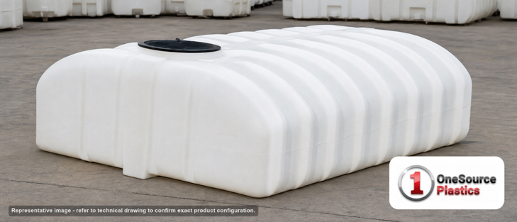 Norwesco 1250 Gallon Hauling Water Storage Tank with Low Profile Design in White. Manufacturer part number N-40756.