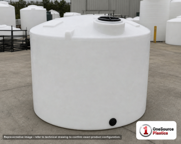 Norwesco 2000 Gallon Vertical Liquid Storage Tank. Polyethylene; White; 84" H x 90" W x 90" L.