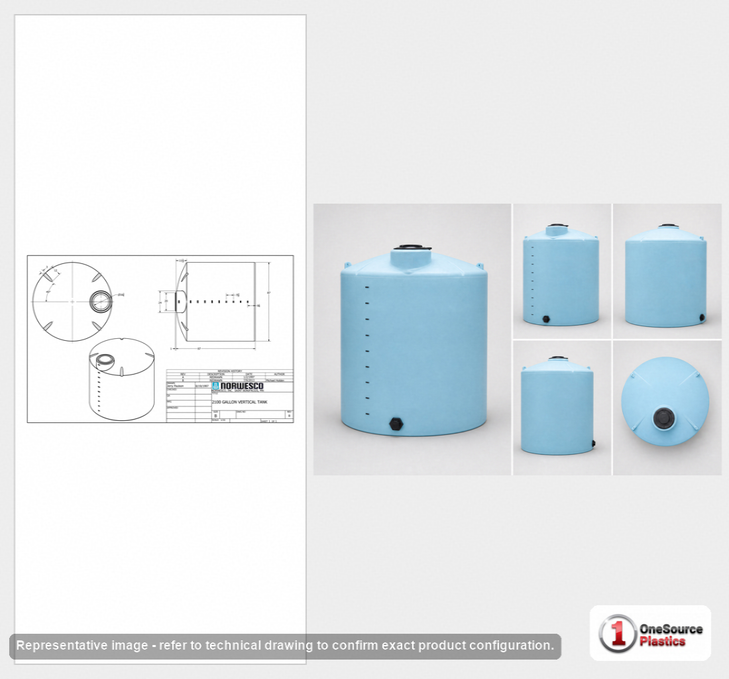 Norwesco 2100 Gallon Vertical Liquid Storage Tank in Blue