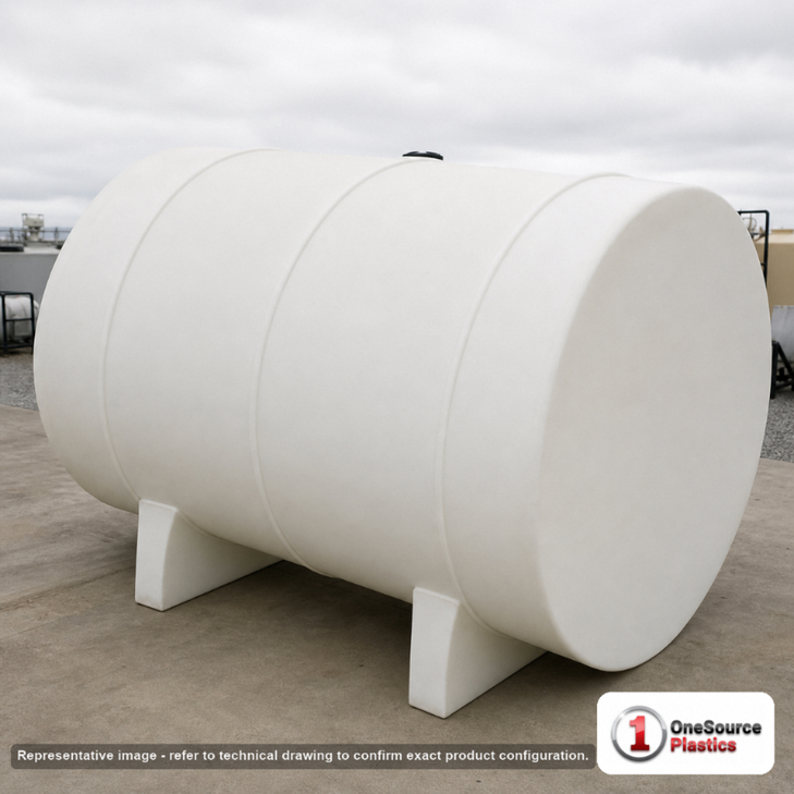 Norwesco 2650 Gallon Elliptical Leg Tank in White with Baffles. Polyethylene; White; 82" H x 88" W x 122" L.