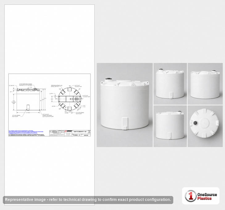 Snyder Industries 3000 Gallon HDPE Vertical Chemical Storage Tank in White