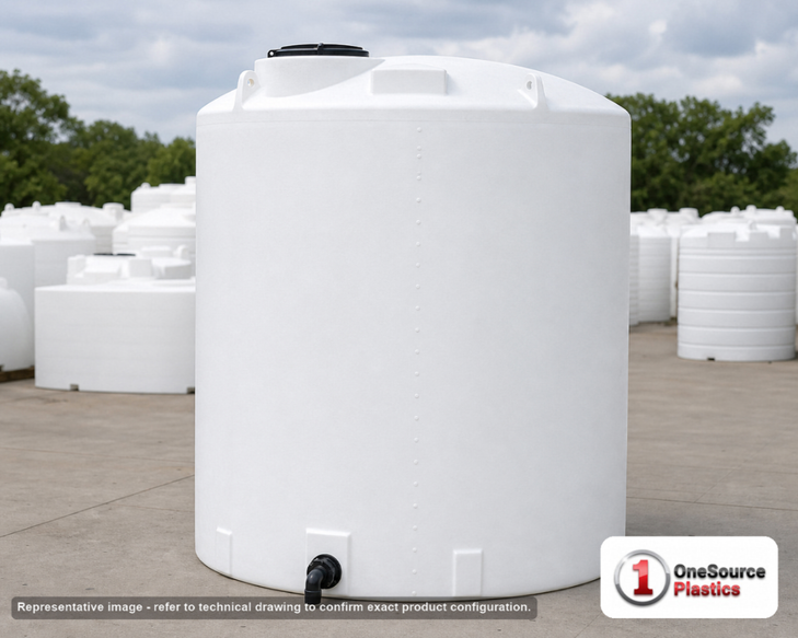 Snyder Industries 3000 Gallon Plastic Vertical Liquid Storage Tank in White 1.5 s.g. High Density Linear Polyethylene