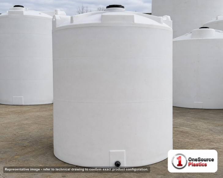 Snyder Industries 4100 Gallon HDPE Vertical Chemical Storage Tank in White. Polyethylene; White; 130" H x 102" W x 102" L.