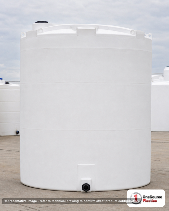 Snyder Industries 4100 Gallon HDPE Vertical Chemical Storage Tank in White. High Density Linear Polyethylene; White; 130" H