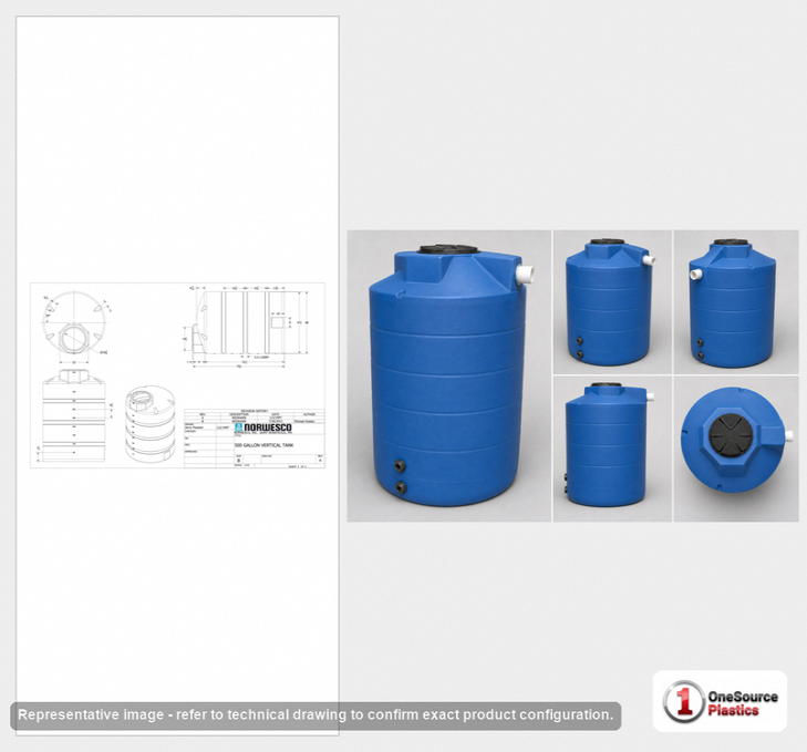 Norwesco 500 Gallon HDPE Vertical Liquid Storage Tank