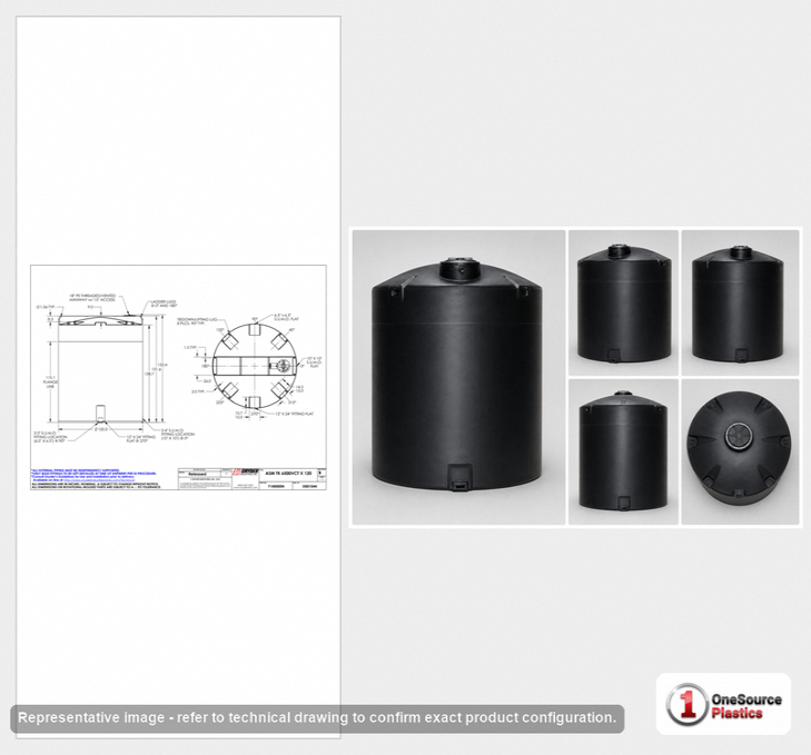 Snyder Industries 6500 Gallon HDPE Vertical Chemical Storage Tank in Black