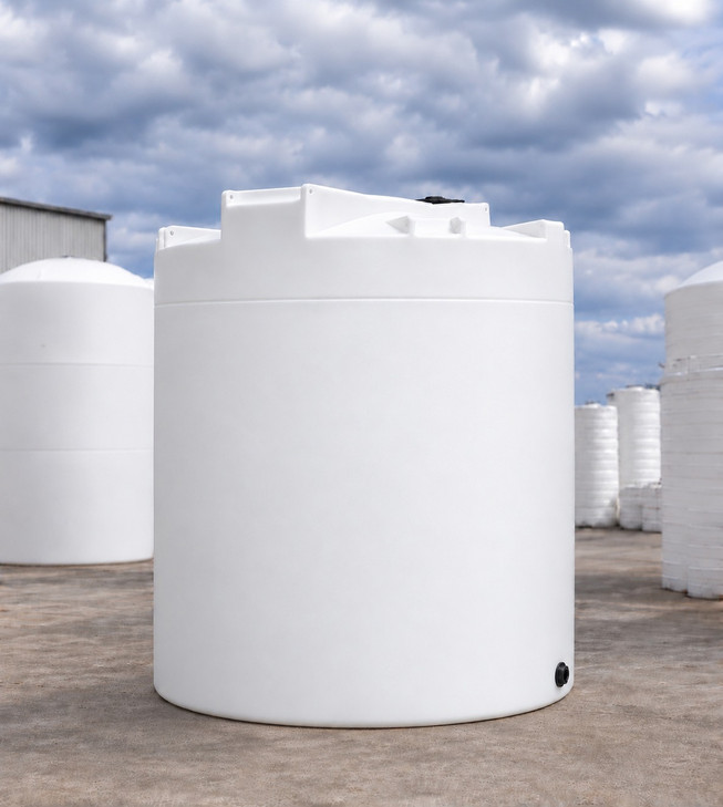 Snyder 6900 Gallon White 1.9 SG Vertical Tank, 120 in dia, with 3 in fitting, OneSource Plastics yard