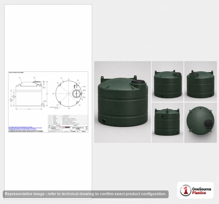 Dimensional spec drawing for Snyder Industries 2600 Gallon Vertical Water Tank (96" L x 96" W x 91" H)