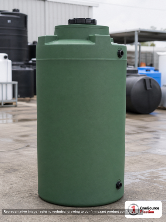 Snyder Industries 300 Gallon Plastic Vertical Water Storage Tank in Green. 300 gallon capacity; High Density Linear