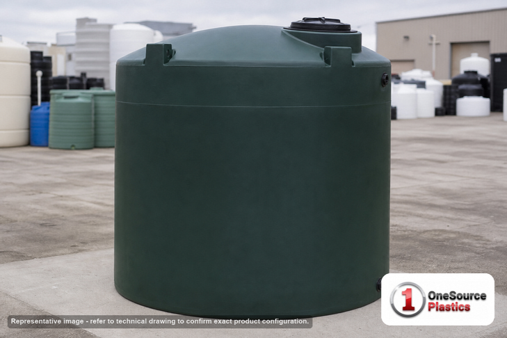 Snyder Industries 3000 Gallon Plastic Vertical Water Storage Tank in Green. 3000 gallon capacity; High Density Linear