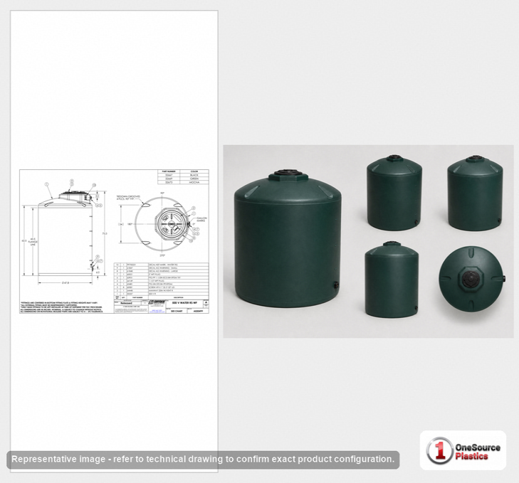 Snyder Industries 500 Gallon Plastic Vertical Water Storage Tank in Green