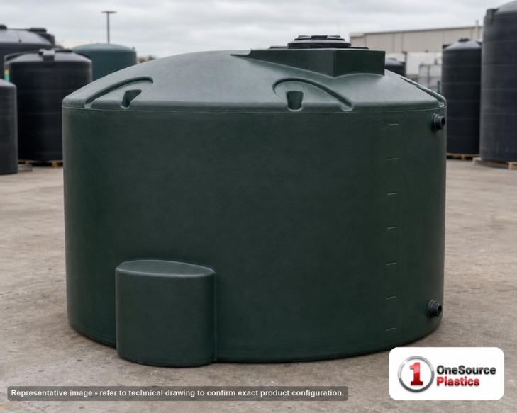 Snyder Industries 550 Gallon Plastic Vertical Water Storage Tank in Green. 550 gallon capacity; High Density Linear