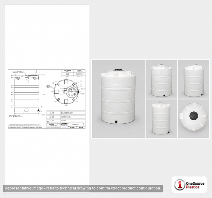 Snyder Industries 1000 Gallon Plastic Vertical Liquid Storage Tank in White