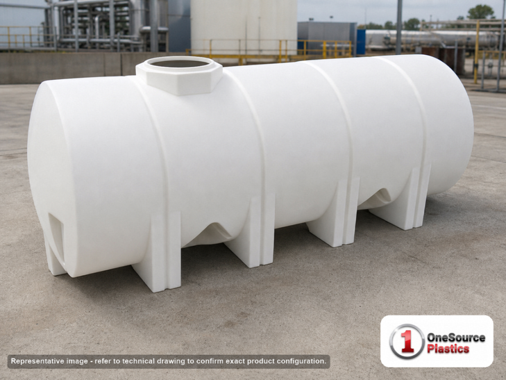 Snyder Industries 1025 Gallon HDPE Horizontal Leg Tank in White. High Density Linear Polyethylene; White; 55" H x 48" W x