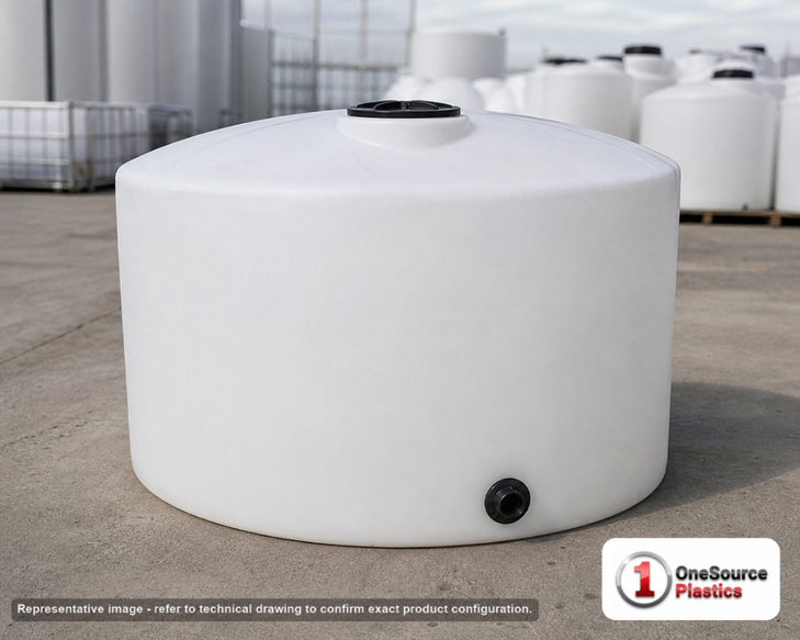 Snyder Industries 1100 Gallon Plastic Vertical Chemical Storage Tank in White. High Density Linear Polyethylene; White; 55"