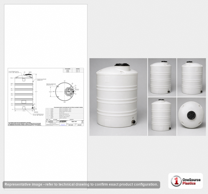 Snyder Industries 1300 Gallon Plastic Vertical Liquid Storage Tank in White