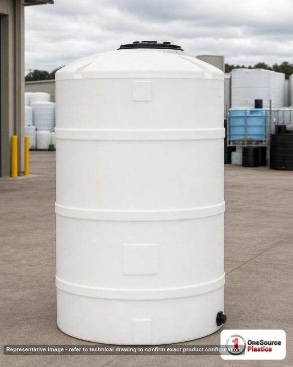 Snyder Industries 1500 Gallon Plastic Vertical Liquid Storage Tank in White. 1500 gallon capacity; High Density Linear