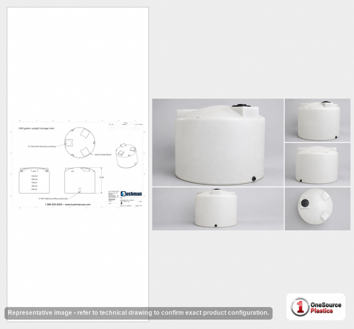 Bushman 1500 Gallon Water Storage Tank Natural