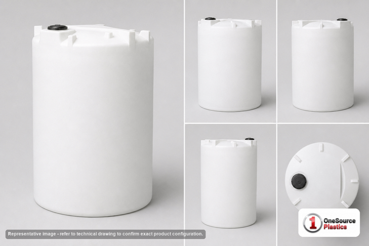 Dimensional spec drawing for Snyder Industries 210 Gallon Vertical Storage Tank (36" L x 36" W x 55" H)