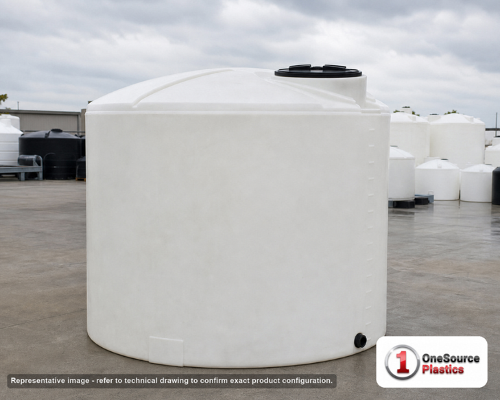 Snyder Industries 3000 Gallon Plastic Vertical Liquid Storage Tank in White. High Density Linear Polyethylene; White; 109" H