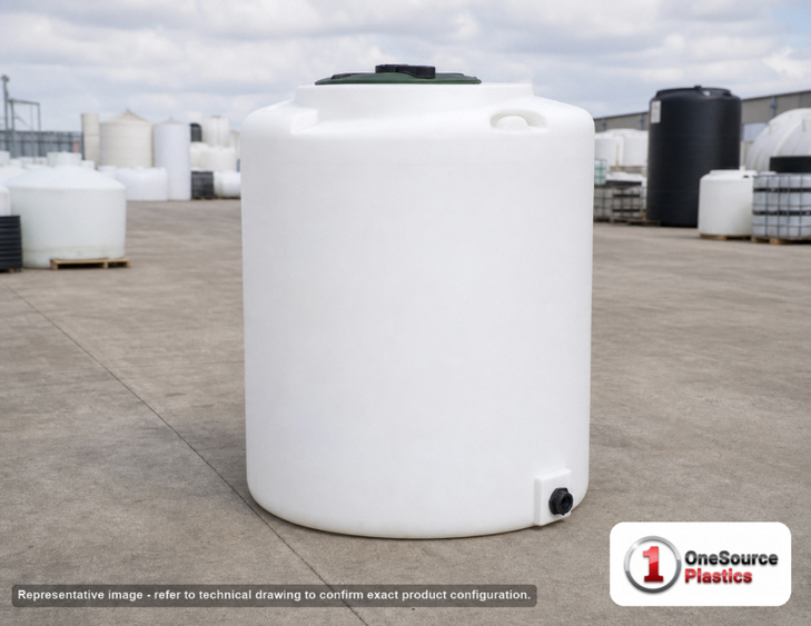 Snyder Industries 400 Gallon Vertical Storage Tank With Fitting. 400 gallon capacity; High Density Linear Polyethylene