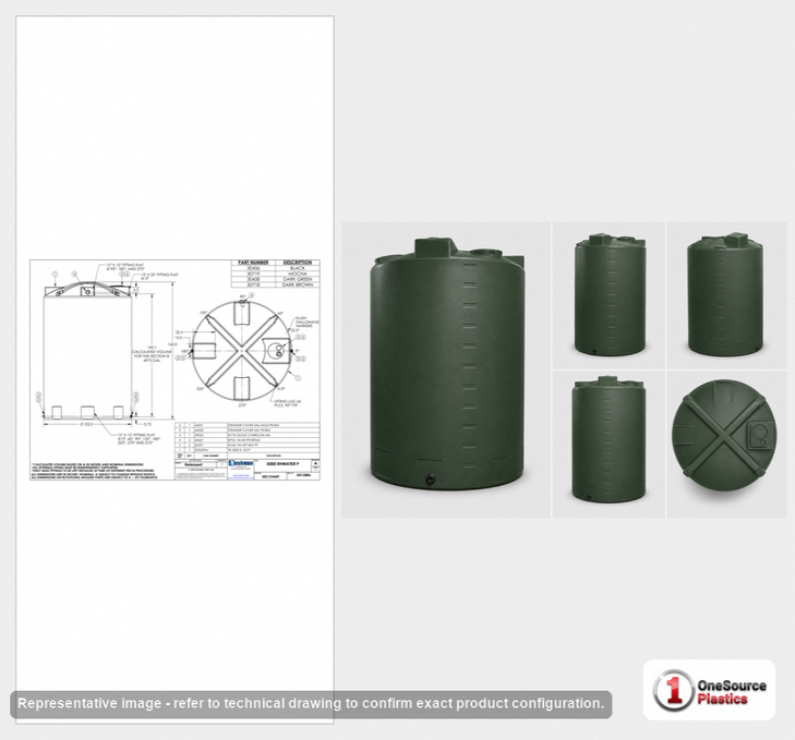 Bushman 5000 Gallon Plastic Vertical Rainwater Harvesting Tank in Dark Green