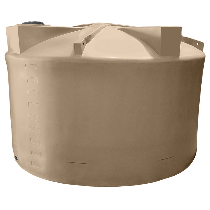 Bushman 5000 Gallon Plastic Vertical Water Storage Tank with Low Profile Design in Mocha